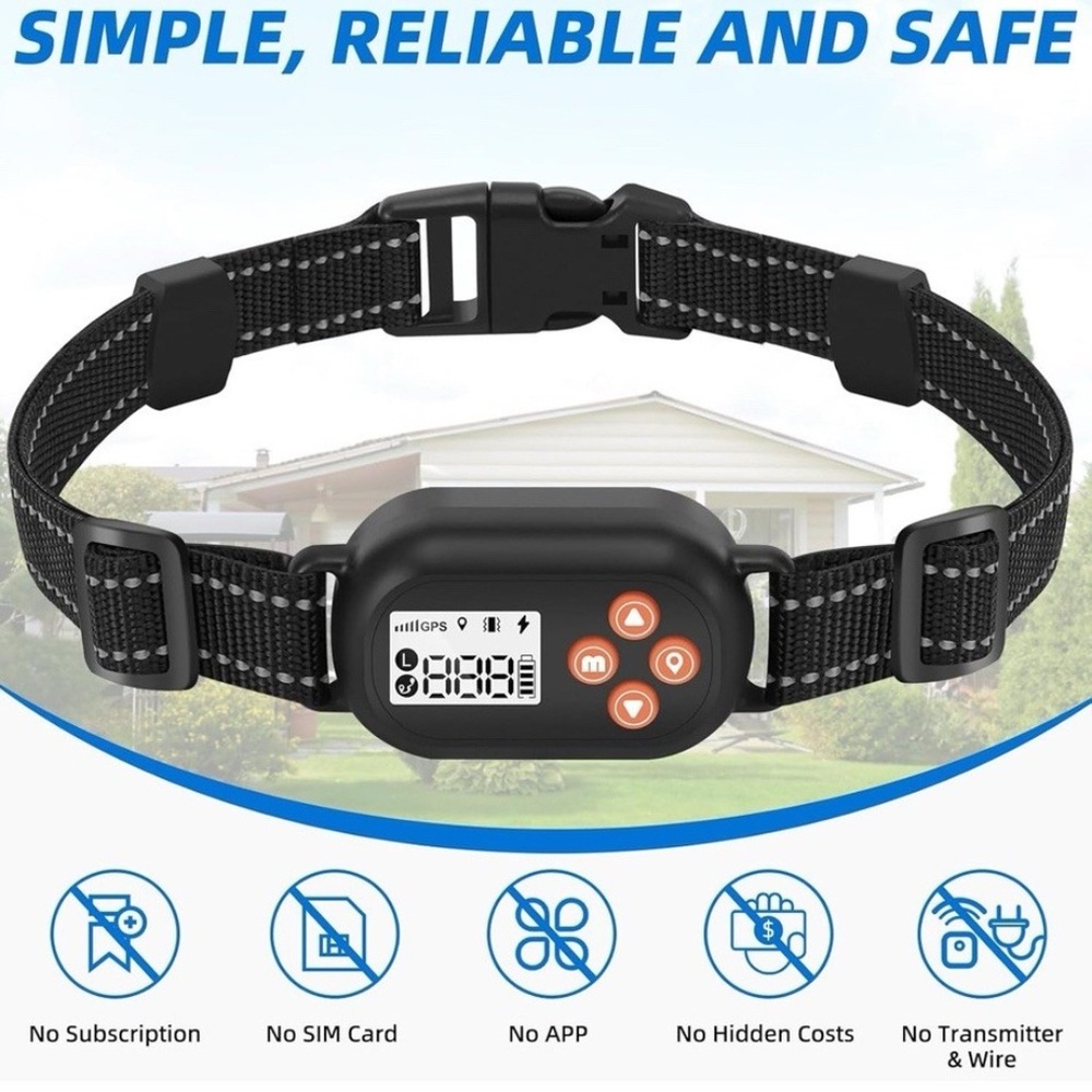 GPS Wireless Dog Fence, Pet Electric Containment System, IPX6 Waterproof Colla
